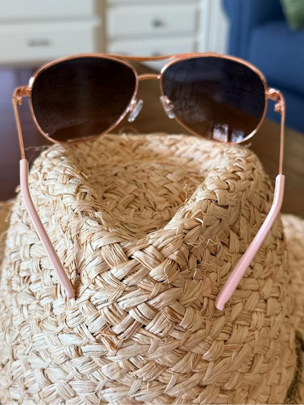 Rose Gold Jessica Simpson J106 Aviator Sunglasses Gray Lenses - Women